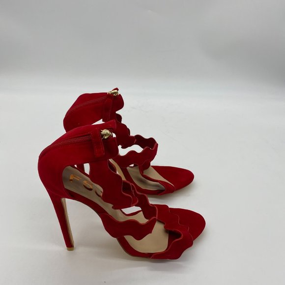 FSJ Hot Open Toe Strappy Heeled Sandal Suede Dress - Picture 4 of 12